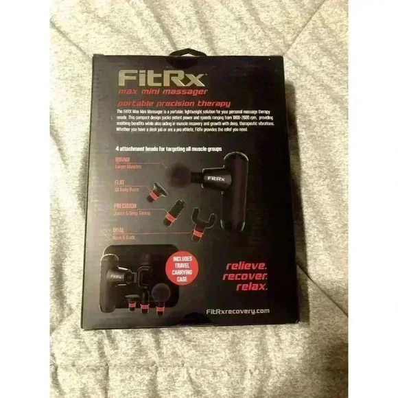 FITRX MAX-MINI MASSAGER PORTABLE PRECISION THERAPY‎ WITH 4 CHANGEABLE HEADS NEW - Picture 2 of 3